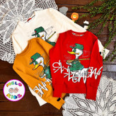 بلوز آستین بلند فینگردار اسپرت طرح اردک - خردلی / XL