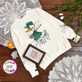 بلوز آستین بلند فینگردار اسپرت طرح اردک - خردلی / XL