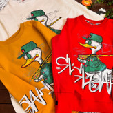 بلوز آستین بلند فینگردار اسپرت طرح اردک - خردلی / XL