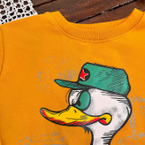 بلوز آستین بلند فینگردار اسپرت طرح اردک - خردلی / XL