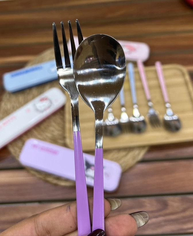 قیمت و خرید قاشق چنگال کرومی و سانریو