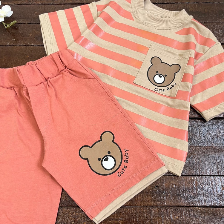 قیمت و خرید تیشرت شورتک تدی راه راه