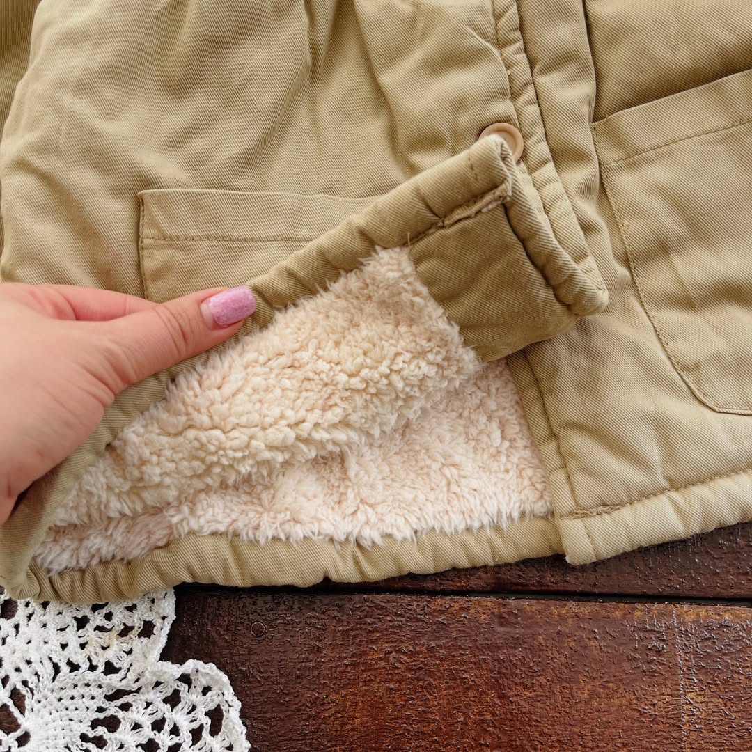 قیمت و خرید اینترنتی پالتو دخترانه کتان خزدار