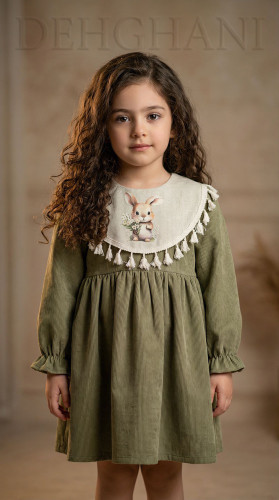 پیراهن مخمل کبریتی دخترونه یقه دار یلدایی