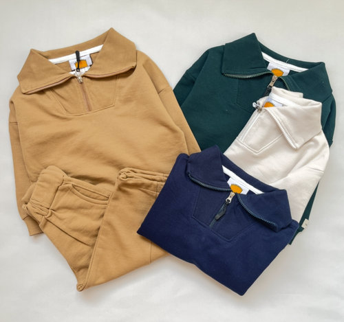 ست دورس نیم زیپ و شلوار جاگر کرکی