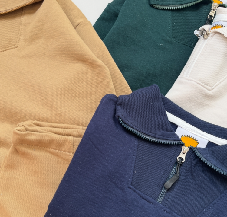 ست دورس نیم زیپ و جاگر سورمه ای