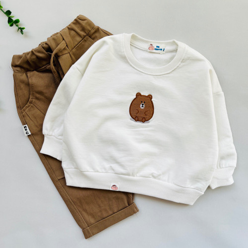 ست بلوز و شلوار دو تیکه عیدانه بچگانه اقتصادی طرح تدی کد ۹۴۹