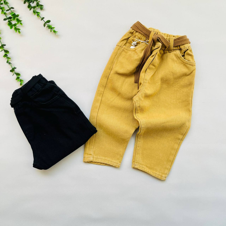 شلوار مام فیت کتان کمر کش