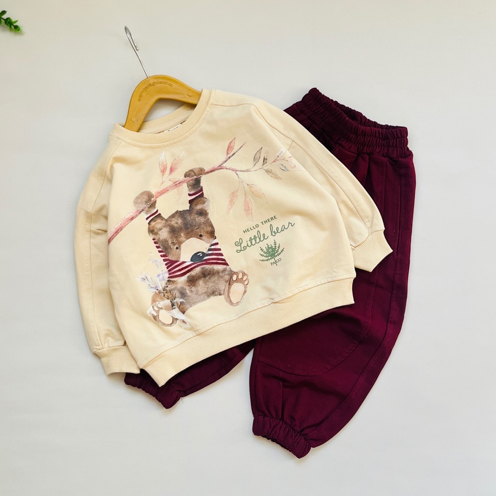 خرید اینترنتی ست دورس و شلوار جاگر راحتی بیرون پوش چاپی بچگانه پاگو طرح Little bear
